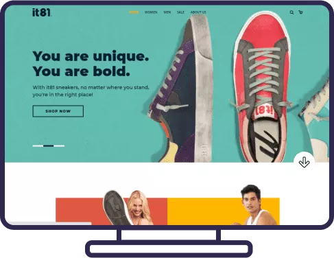 A Website Screenshot Featuring Shoes, Designed By A Creative Advertising Agency.