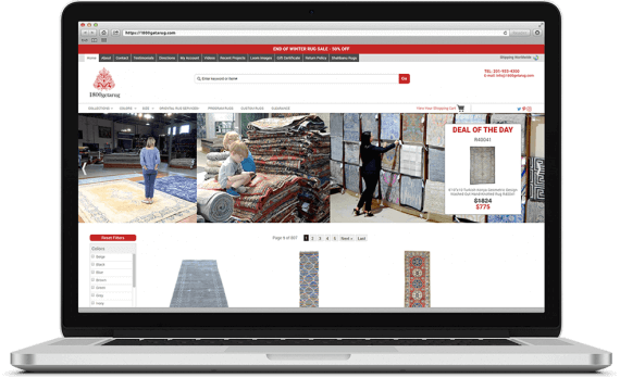 A Laptop Computer Displaying A Website Page For A Carpet Store.
